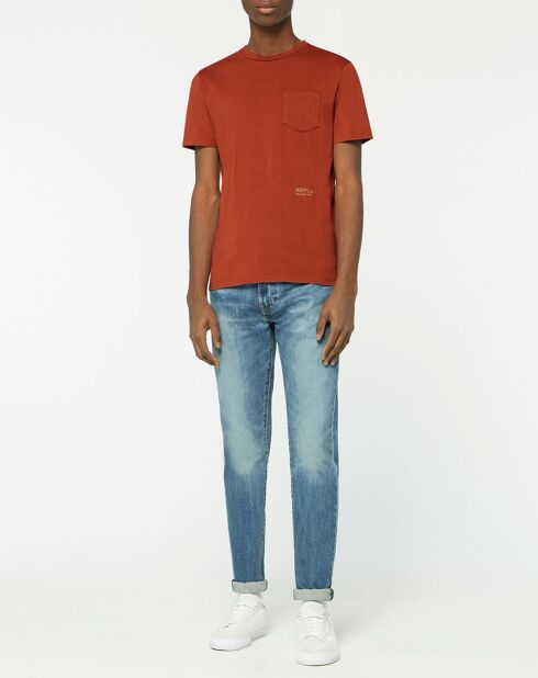 Burgunderfarbenes Kurzarmshirt mit Tasche