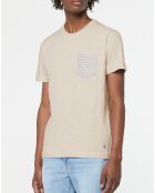 T-Shirt poche fantaisie beige chiné