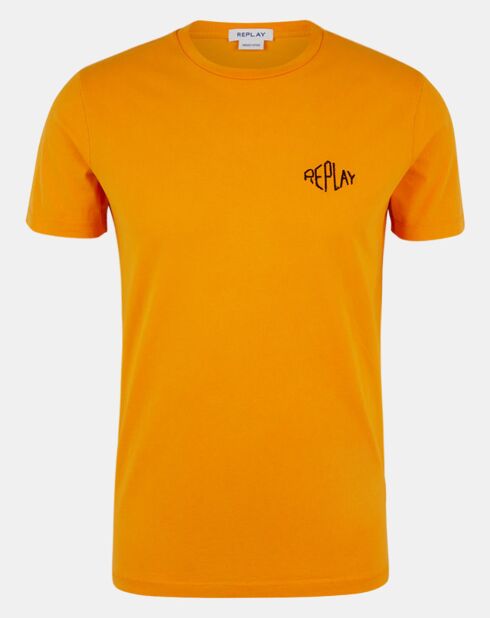 T-shirt in cotone biologico a manica corta con logo Orange Replay Heart