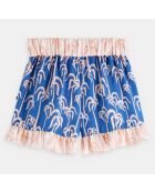 Short effet satiné imprimé bleu/rose
