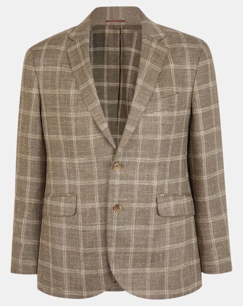 Blazer en Laine mélangée à carreaux beige/marron