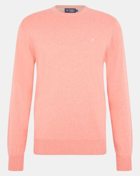 Pull en Coton & Soie col rond rose moyen