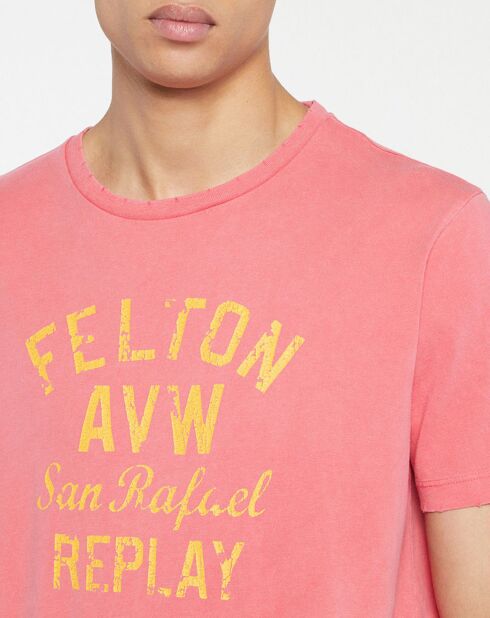 Falton Kurzarm-T-Shirt mit Logo, pink