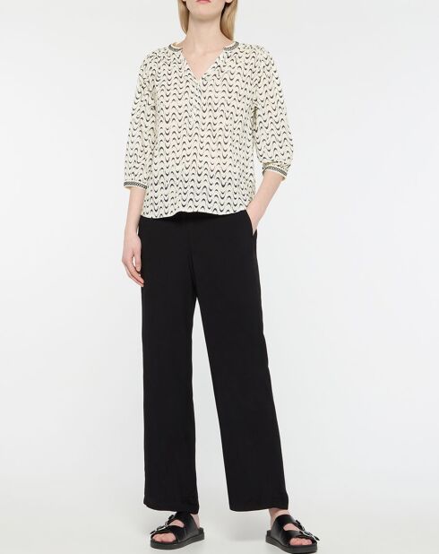 Beige/blaue Okinawa-Bluse