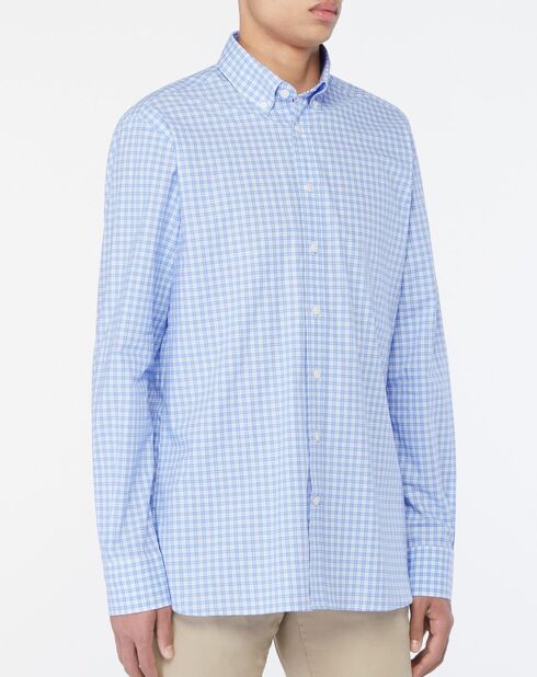 Chemise Regular Fit à carreaux bleu ciel