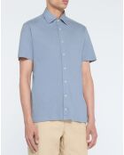 Chemise en Lin mélangé Slim Fit Polo Piqué bleu clair