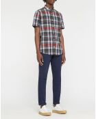Chemise à carreaux Madras bleue