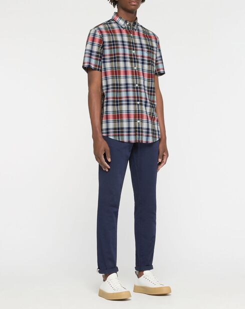 Chemise à carreaux Madras bleue