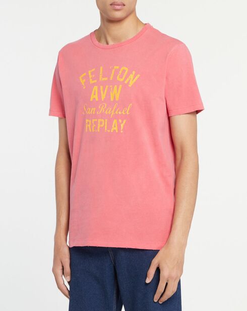 Falton Kurzarm-T-Shirt mit Logo, pink