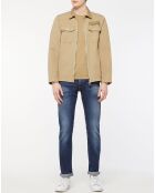 Veste en Coton & Lin Military Patch beige