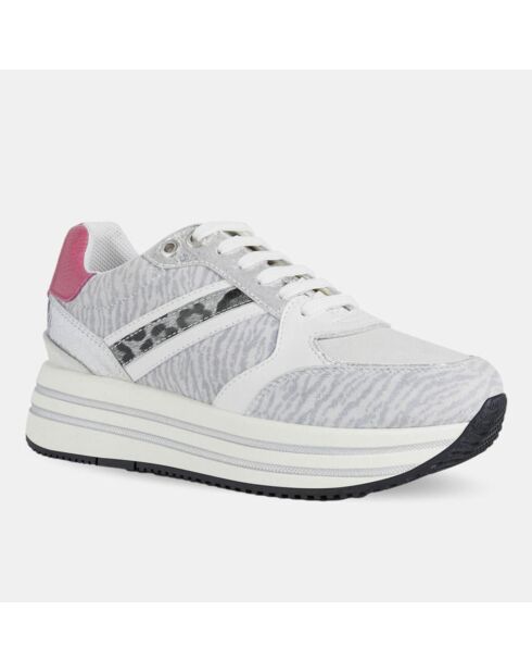 Baskets en Cuir Kency gris/rose