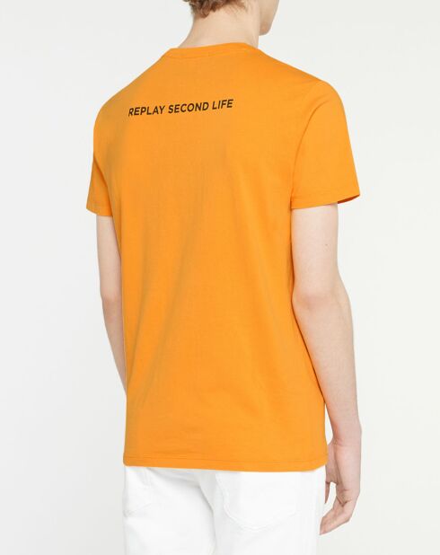 T-shirt in cotone biologico a manica corta con logo Orange Replay Heart