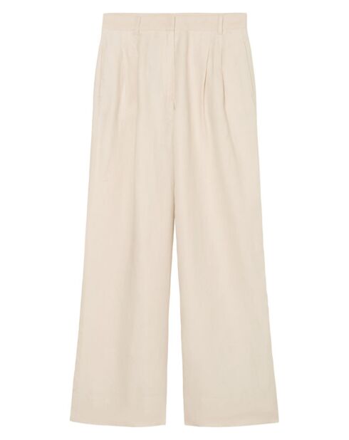 Pantalon 100% Lin Plissé Large Kl beige