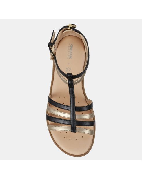 Sandales Karly à brides tricolores et zip à l'arrière noires