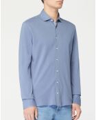 Chemise Slim Fit Unie Piquée bleu chiné