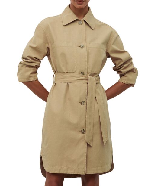 Robe Chemise en Coton & Lin Ceinture beige