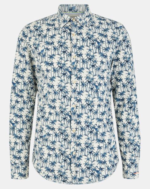 Chemise Slim Fit à imprimé palmiers blanc/bleu