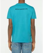 T-Shirt en Coton Organique manches courtes Logo Replay Heart bleu clair