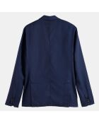 Blazer en Lin mélangé Slim Fit bleu marine