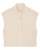 Chemise 100% Lin sans manches Poche Kl beige