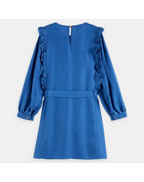 Robe courte fluide à volants bleue