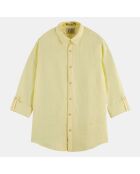 Chemise 100% Lin Regular Fit Garment Dyed jaune clair