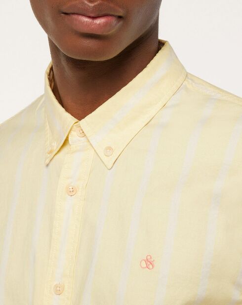Chemise en Coton Bio Oxford mélangé Slim Fit jaune clair
