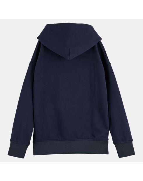 Sweat zippé en Coton mélangé à capuche bleu marine