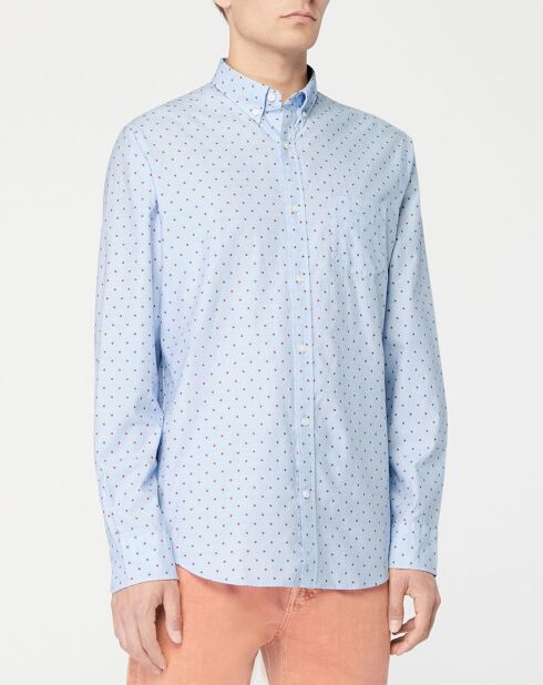 Chemise à pois Lou bleu ciel