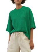 Pull 100% Lin manches courtes Col R vert foncé