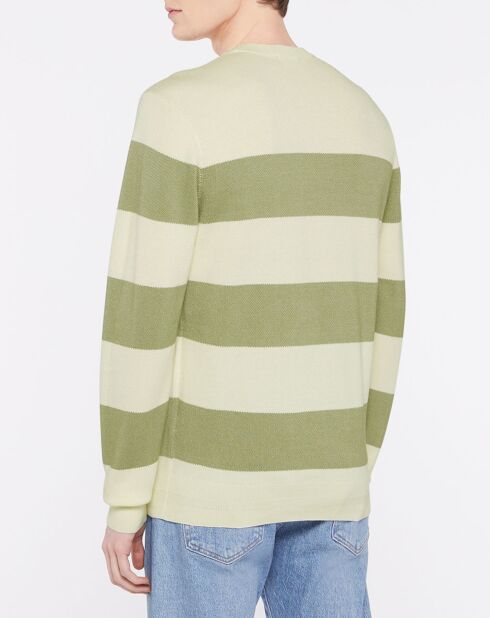 Pull Marinière beige/vert