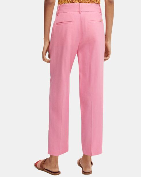 Pantalon en Lin mélangé à pinces rose