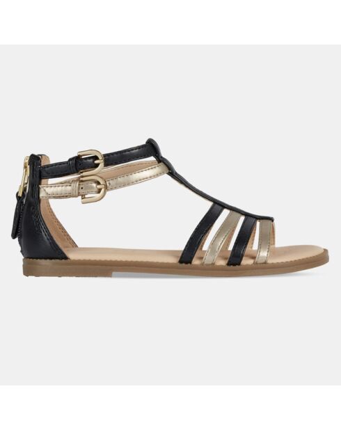 Sandales Karly à brides tricolores et zip à l'arrière noires