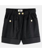 Short en Coton bio à boutons dorés noir