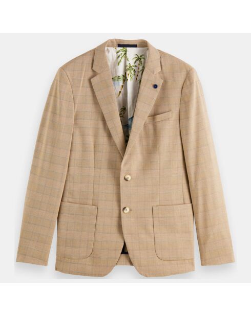 Blazer ajusté à carreaux marron/beige