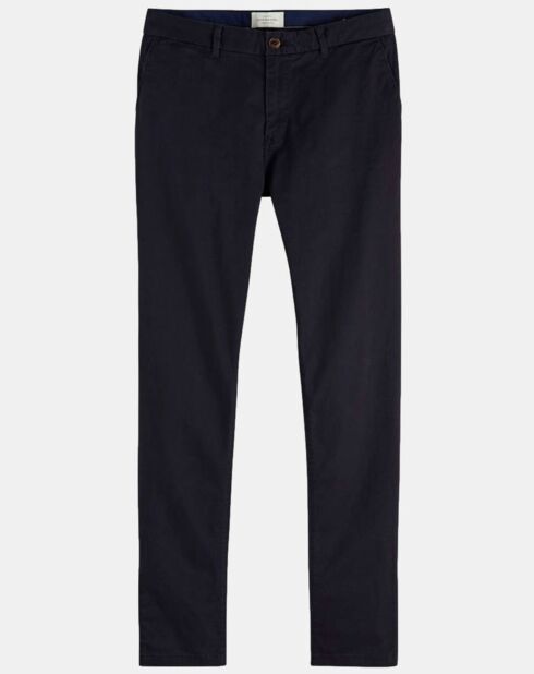 Pantalon chino Slim Fit Stuart uni stretch bleu marine