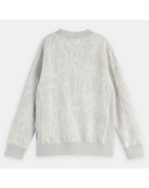 Sweat en Coton à broderies palmiers gris