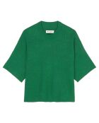 Pull 100% Lin manches courtes Col R vert foncé