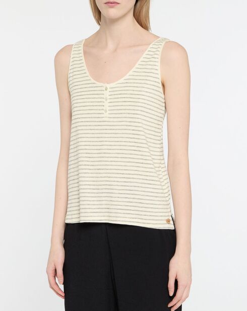 Vika top van biologisch katoen beige/blauw