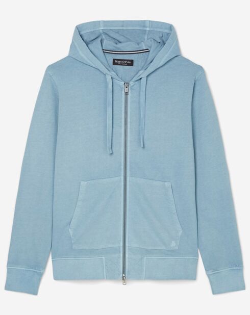 Sweat Full Zip à Capuche Coton Organic bleu clair