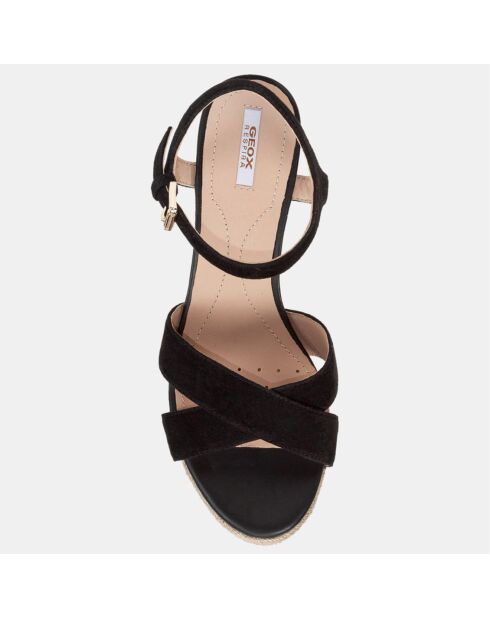 Sandales en Velours de Cuir de Chèvre Soleil noires - Talon 8 cm