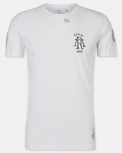 Weißes Kurzarm-T-Shirt mit Buchstabenlogo