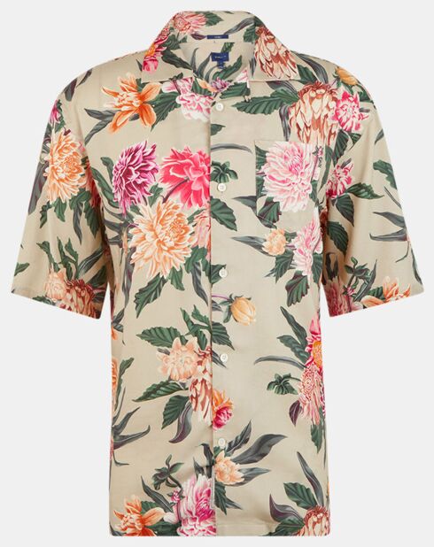 Chemise ample manches courtes Bowling Flower beige