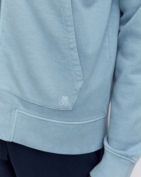 Sweat Full Zip à Capuche Coton Organic bleu clair