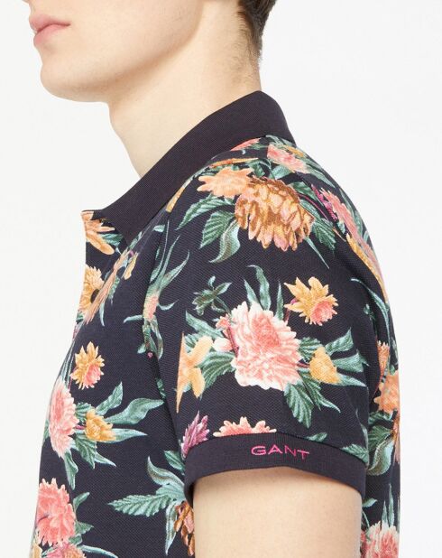 Polo Regular Print Flower Alover bleu marine