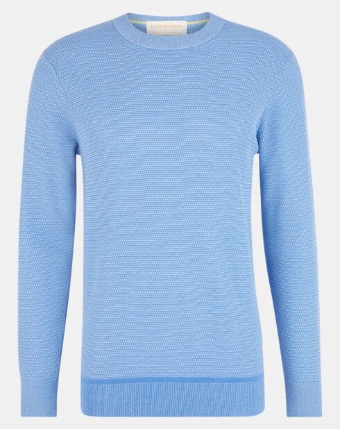 Pull Nid d'Abeille bleu clair