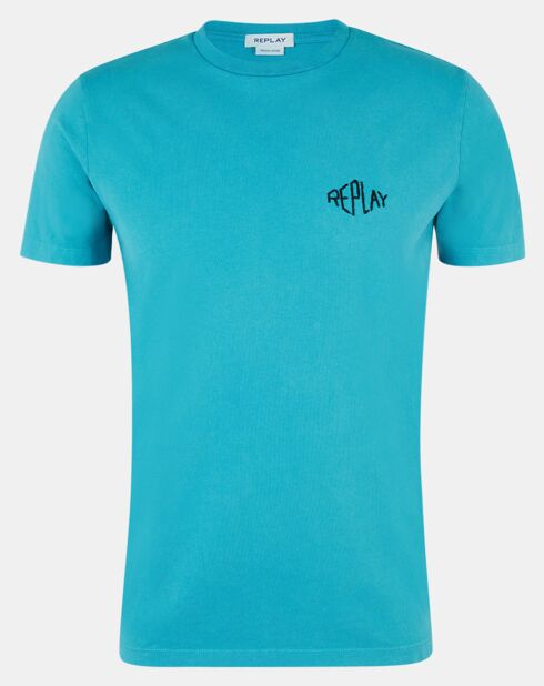 Hellblaues Replay Heart Logo Replay Heart Kurzarm-T-Shirt aus Bio-Baumwolle