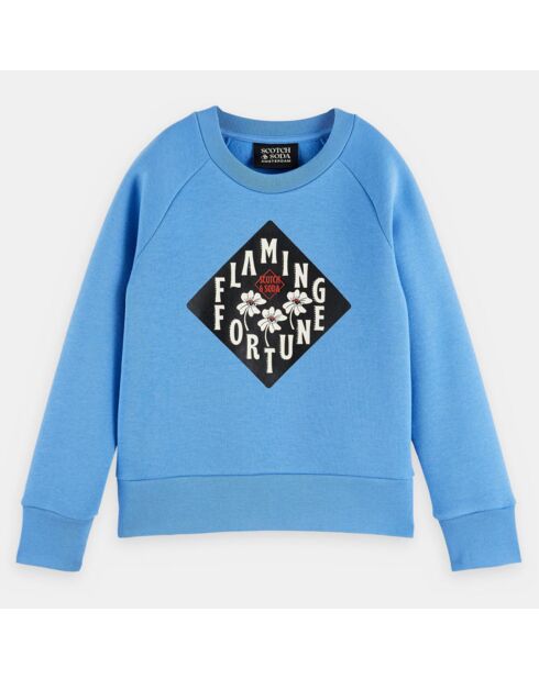 Sweat en Coton mélangé à motif devant bleu