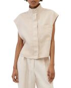 Chemise 100% Lin sans manches Poche Kl beige