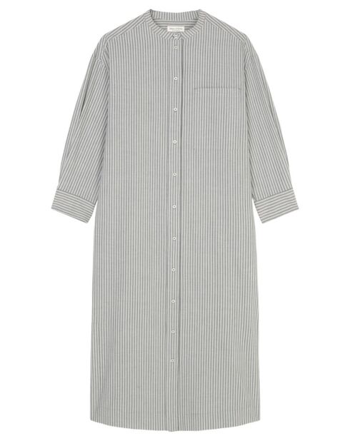 Robe Chemise Col Mao Rayée Kl gris/blanc